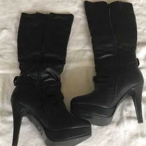 All black leather forever 21 heel boots